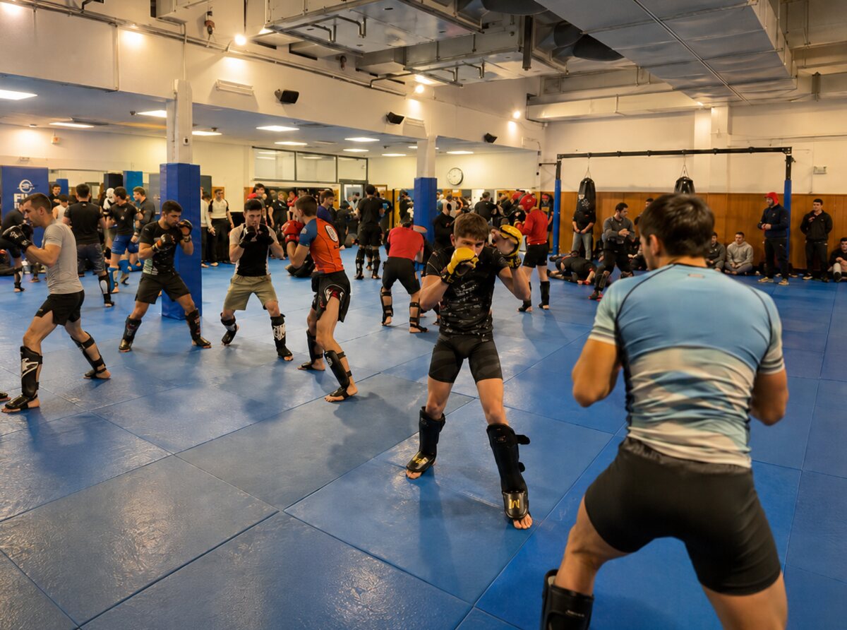 Allenamento di MMA sul tatami di Aurora MMA a Roma